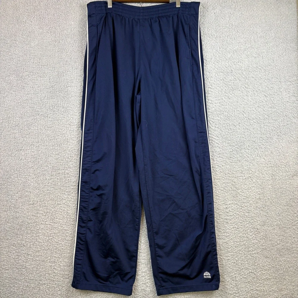 Vintage Nike Pants Mens XL Navy Blue Tearaway Snap Basketball Warm Up Y2K Faded